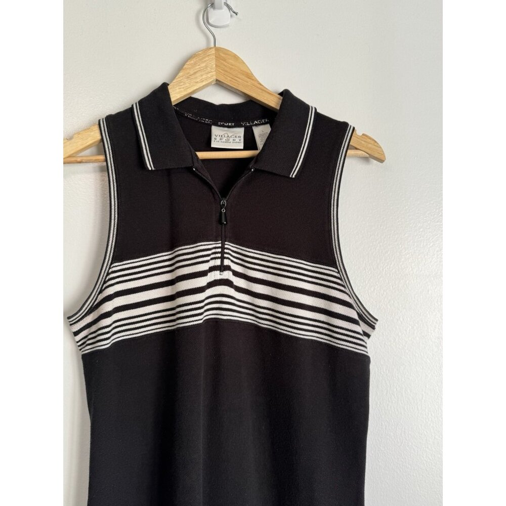 Vintage Villager Sport Womens Large Polo Maxi Dress Black Preppy Golf Y2K Resort - Picture 3 of 7